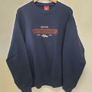 NFL Denver Broncos Blue Embroidered Sweatshirt Adult Large Football Sports NWOT